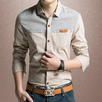 MIACAWOR Original Design Men Shirt High Quality Casual Shirts Slim Fit Long sleeve