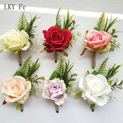 LKY Fr Boutonniere Flowers Corsage Pin Boutonniere Buttonhole Men Wedding