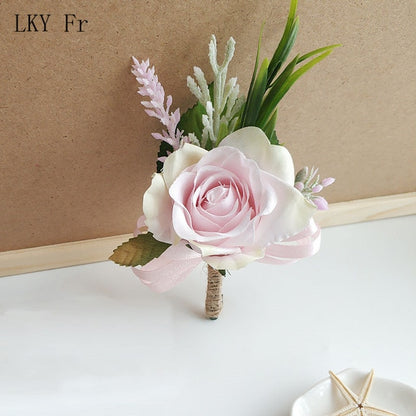 LKY Fr Boutonniere Flowers Corsage Pin Boutonniere Buttonhole Men Wedding