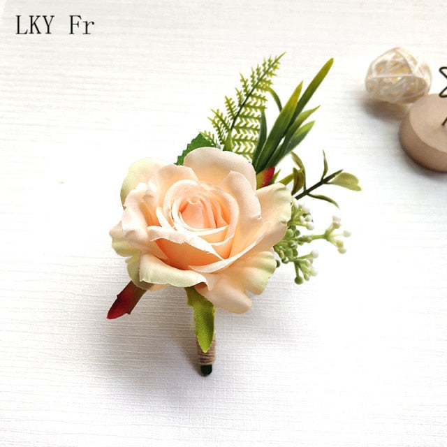LKY Fr Boutonniere Flowers Corsage Pin Boutonniere Buttonhole Men Wedding