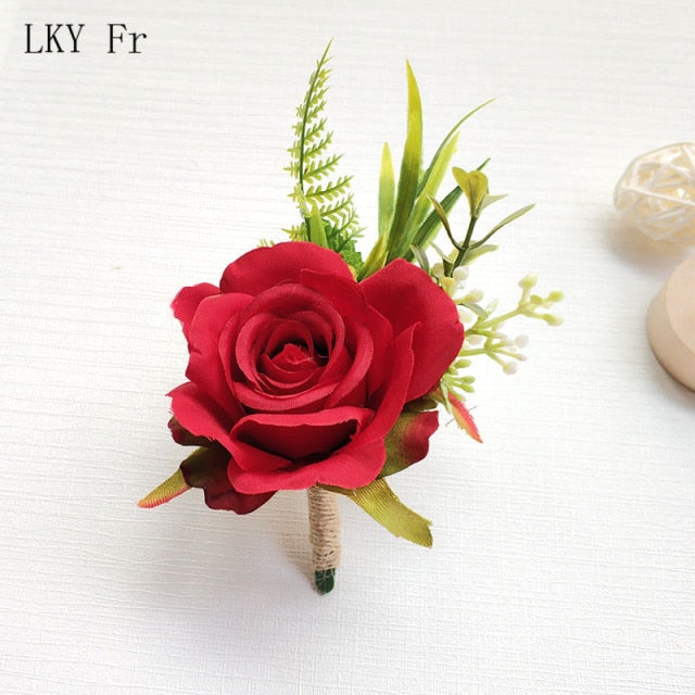 LKY Fr Boutonniere Flowers Corsage Pin Boutonniere Buttonhole Men Wedding