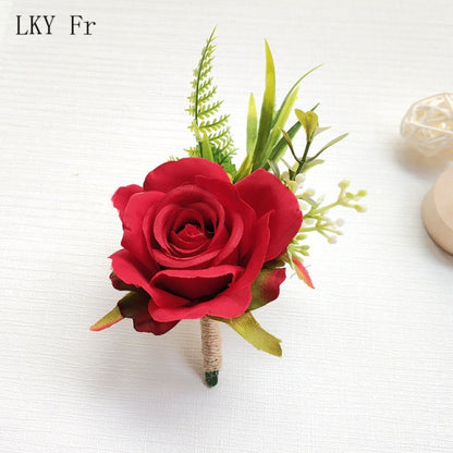 LKY Fr Boutonniere Flowers Corsage Pin Boutonniere Buttonhole Men Wedding