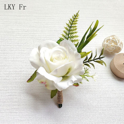 LKY Fr Boutonniere Flowers Corsage Pin Boutonniere Buttonhole Men Wedding