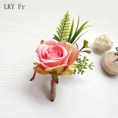 LKY Fr Boutonniere Flowers Corsage Pin Boutonniere Buttonhole Men Wedding