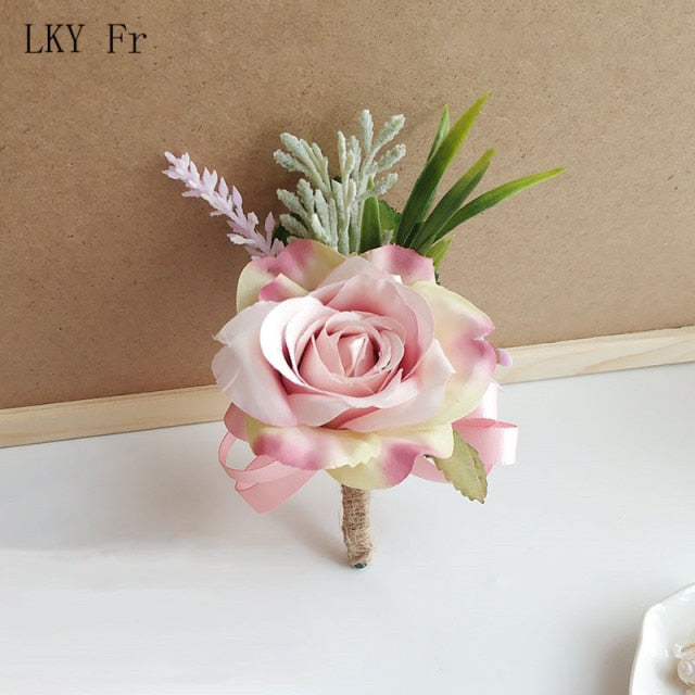 LKY Fr Boutonniere Flowers Corsage Pin Boutonniere Buttonhole Men Wedding