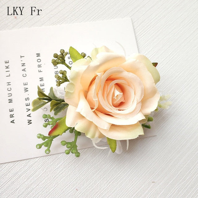 LKY Fr Boutonniere Flowers Corsage Pin Boutonniere Buttonhole Men Wedding