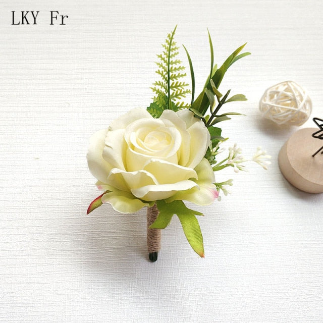 LKY Fr Boutonniere Flowers Corsage Pin Boutonniere Buttonhole Men Wedding
