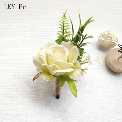 LKY Fr Boutonniere Flowers Corsage Pin Boutonniere Buttonhole Men Wedding