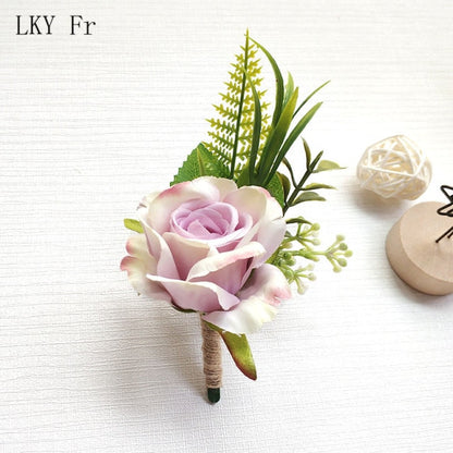LKY Fr Boutonniere Flowers Corsage Pin Boutonniere Buttonhole Men Wedding