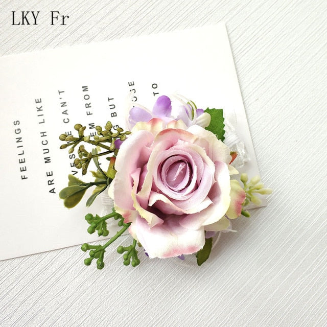 LKY Fr Boutonniere Flowers Corsage Pin Boutonniere Buttonhole Men Wedding