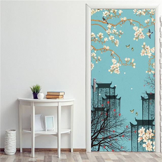 Creative 3D Door Sticker 95x215cm/Custom Size Self Adhesive Wallpaper On the Doors DIY Renovation Waterproof Poster For Bedroom