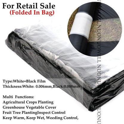25m White+Black Agriculture Film Farm Garden Plastic Mulch Film Plants Cover Pest Weed Control Keep Warm Grow Film