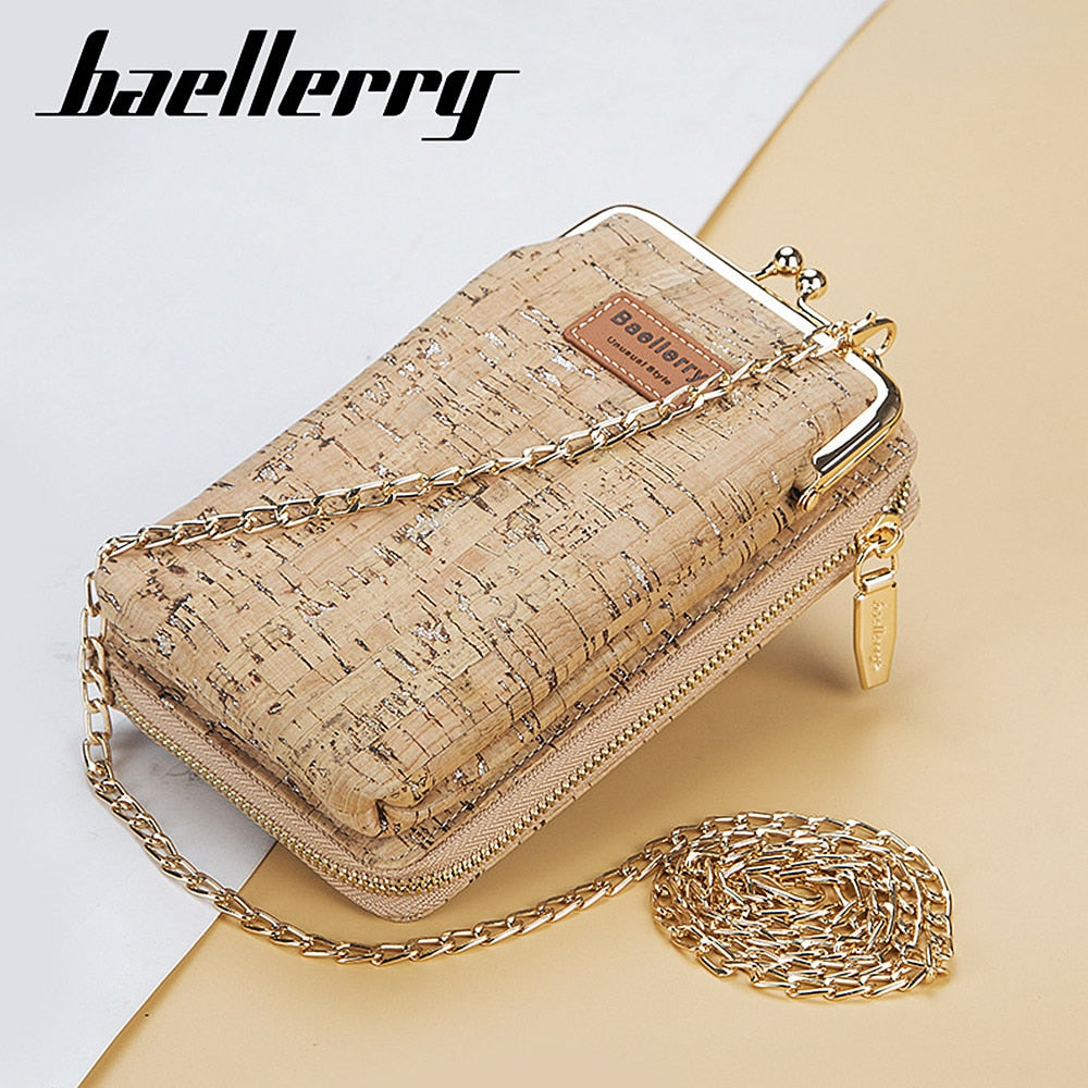 2020 New Fashion Women Wallets Wood Grain Chain Long