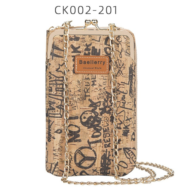 2020 New Fashion Women Wallets Wood Grain Chain Long