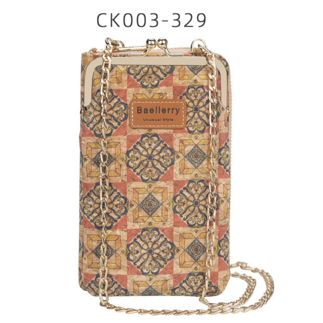 2020 New Fashion Women Wallets Wood Grain Chain Long