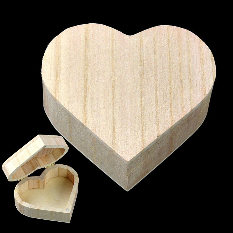 Storage Box Heart Shape Wood Box Jewelry Box Wedding Gift Makeup Cosmetic Earrings Ring Desk Rangement Make Up Wooden Organizer