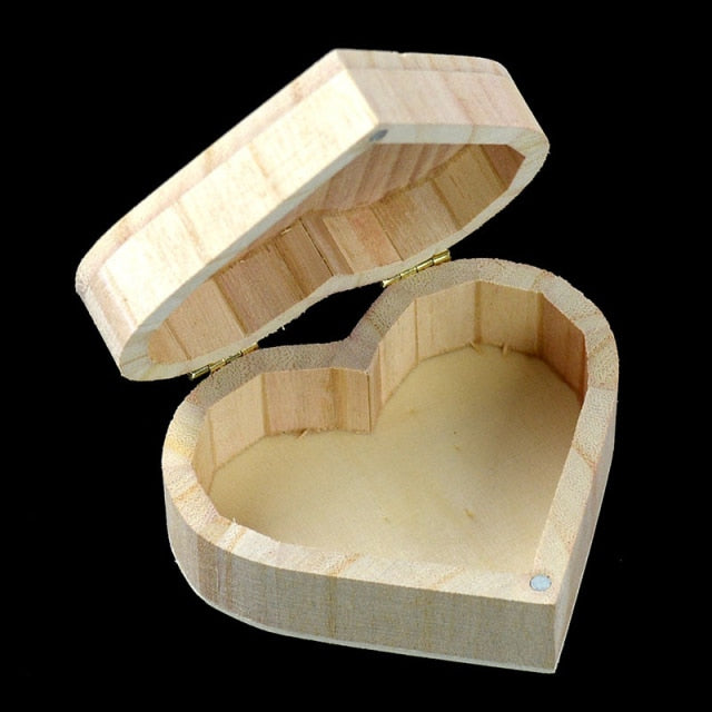 Storage Box Heart Shape Wood Box Jewelry Box Wedding Gift Makeup Cosmetic Earrings Ring Desk Rangement Make Up Wooden Organizer
