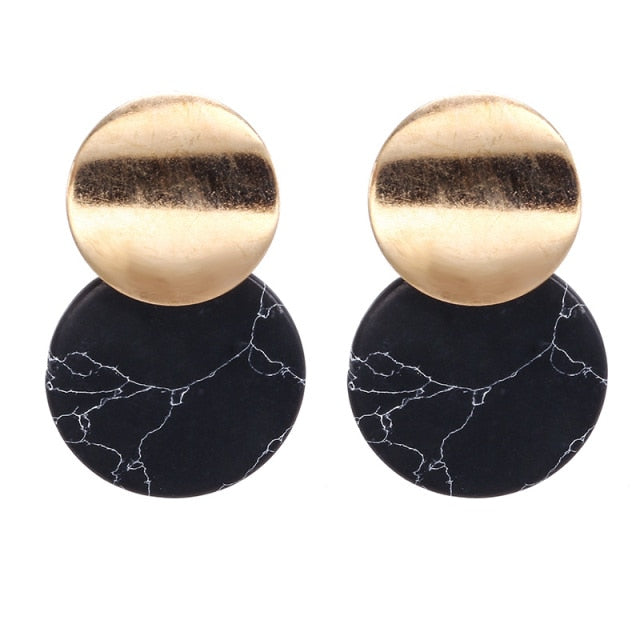 Korean Statement Black Acrylic Drop Earrings for Women