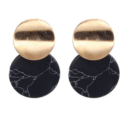 Korean Statement Black Acrylic Drop Earrings for Women
