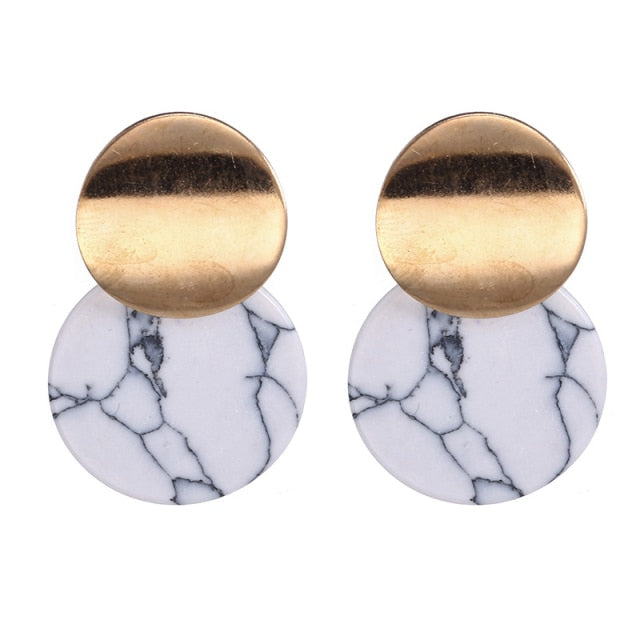 Korean Statement Black Acrylic Drop Earrings for Women