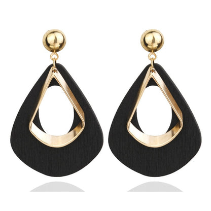 Korean Statement Black Acrylic Drop Earrings for Women