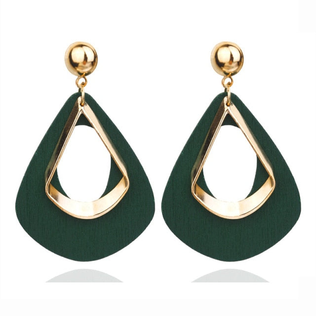 Korean Statement Black Acrylic Drop Earrings for Women
