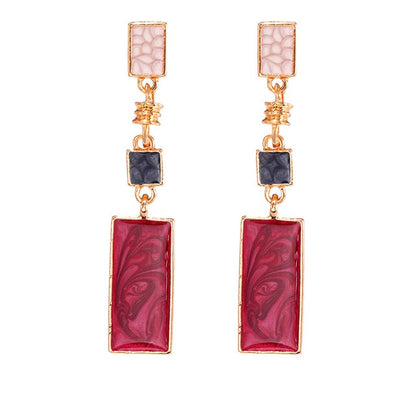 Korean Statement Black Acrylic Drop Earrings for Women