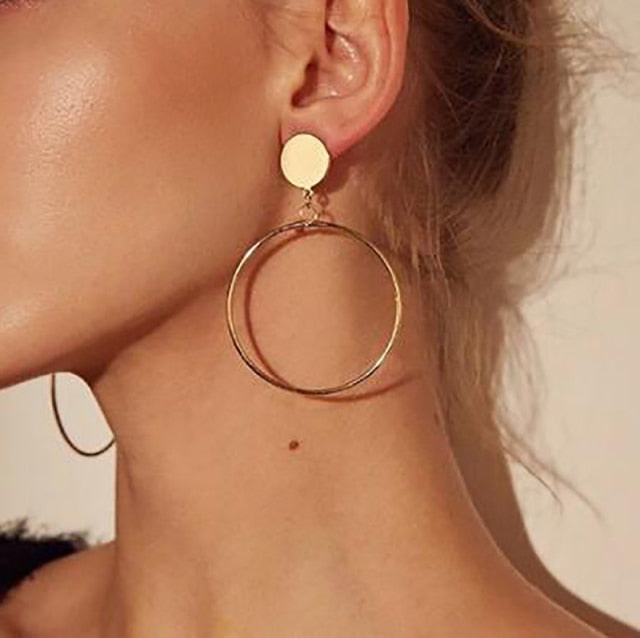 Korean Statement Black Acrylic Drop Earrings for Women