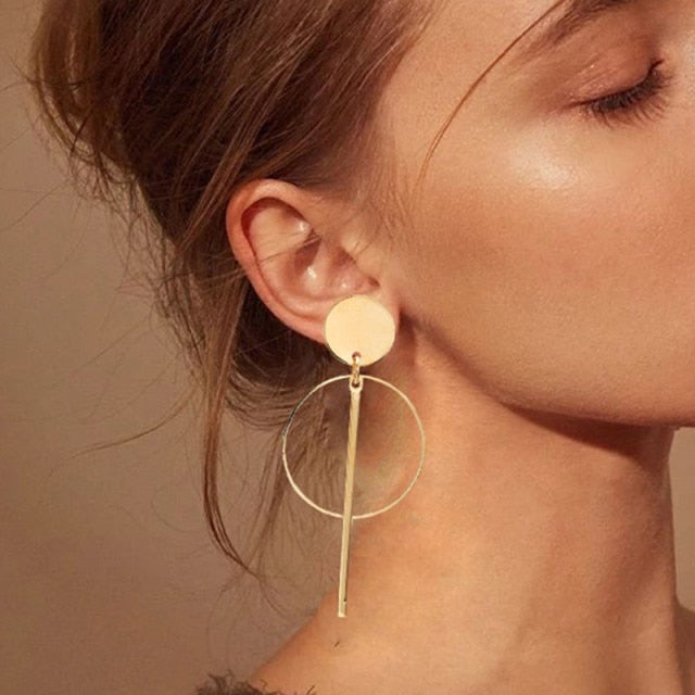 Korean Statement Black Acrylic Drop Earrings for Women