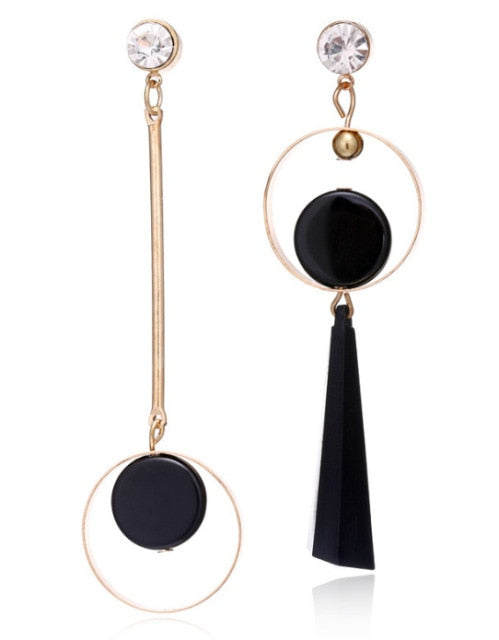 Korean Statement Black Acrylic Drop Earrings for Women