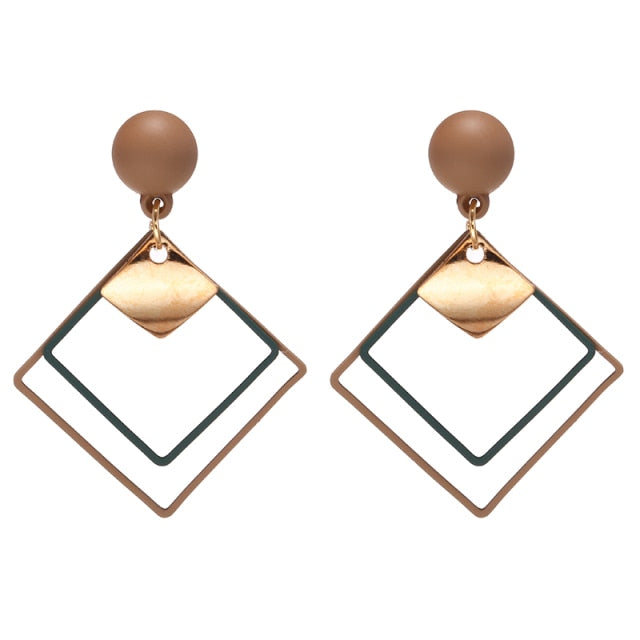 Korean Statement Black Acrylic Drop Earrings for Women