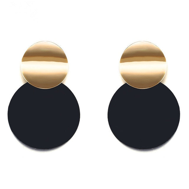 Korean Statement Black Acrylic Drop Earrings for Women