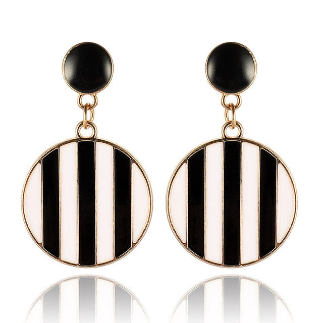 Korean Statement Black Acrylic Drop Earrings for Women
