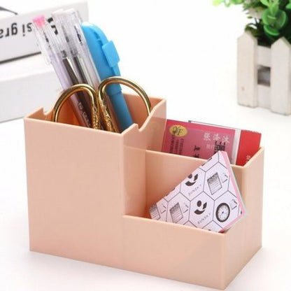Multi-function Desktop Pen Holder Office School Storage Case Colorful Plastic Box Desk Pen Pencil Organizer Mobile phone bracket