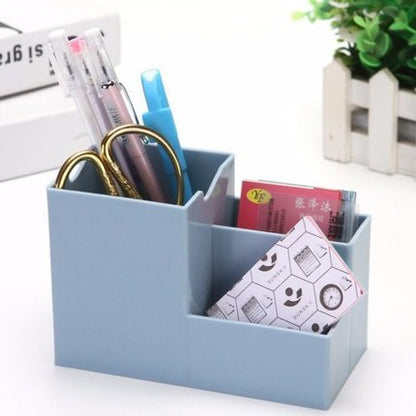 Multi-function Desktop Pen Holder Office School Storage Case Colorful Plastic Box Desk Pen Pencil Organizer Mobile phone bracket