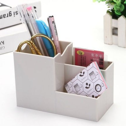 Multi-function Desktop Pen Holder Office School Storage Case Colorful Plastic Box Desk Pen Pencil Organizer Mobile phone bracket