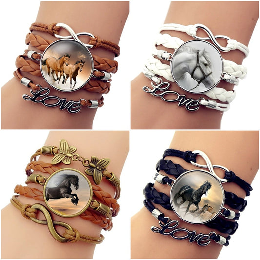 2020 Brand Hot Fashion Leather Infinity Horse Wrap Bracelet Bangle For Women