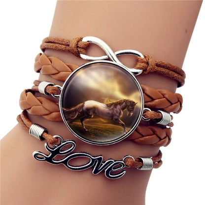 2020 Brand Hot Fashion Leather Infinity Horse Wrap Bracelet Bangle For Women