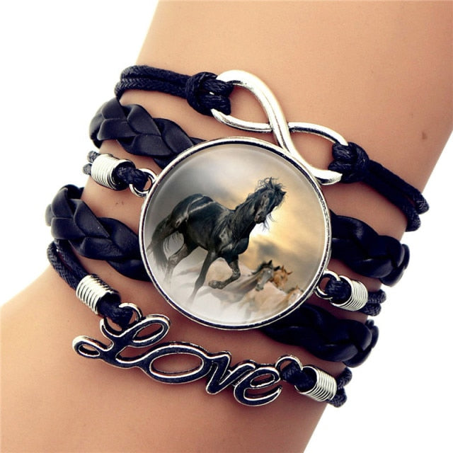 2020 Brand Hot Fashion Leather Infinity Horse Wrap Bracelet Bangle For Women