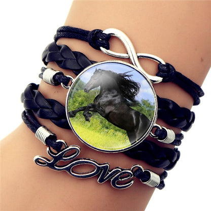 2020 Brand Hot Fashion Leather Infinity Horse Wrap Bracelet Bangle For Women