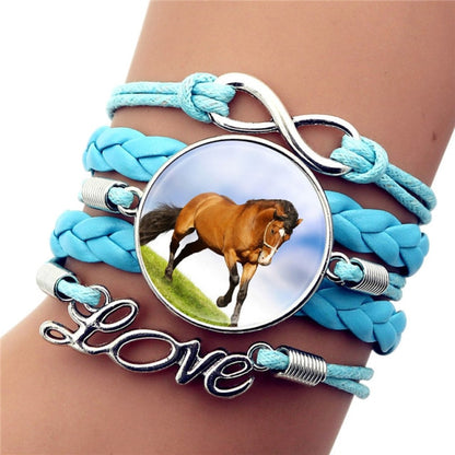 2020 Brand Hot Fashion Leather Infinity Horse Wrap Bracelet Bangle For Women