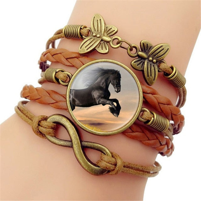 2020 Brand Hot Fashion Leather Infinity Horse Wrap Bracelet Bangle For Women