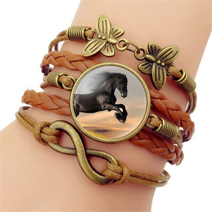 2020 Brand Hot Fashion Leather Infinity Horse Wrap Bracelet Bangle For Women