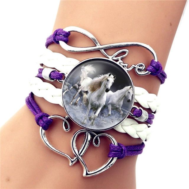 2020 Brand Hot Fashion Leather Infinity Horse Wrap Bracelet Bangle For Women