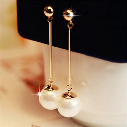 Long Tassel Simulated Pearl Drop Earrings for Women Gift Bijoux Korean