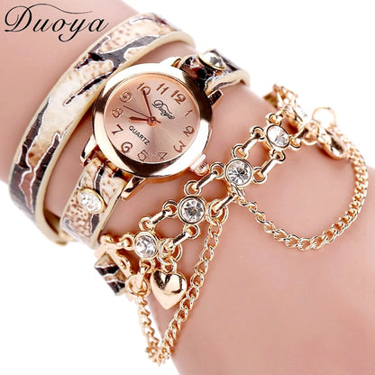 Duoya Brand Watch Women Leopard Luxury Band Bracelet