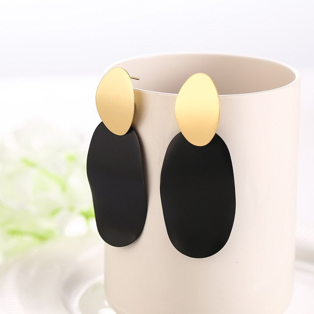 WYBU Summer Style Golden Drop Earrings For Women Geomatric Black