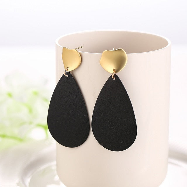 WYBU Summer Style Golden Drop Earrings For Women Geomatric Black