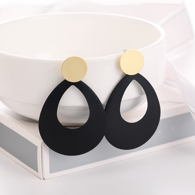 WYBU Summer Style Golden Drop Earrings For Women Geomatric Black