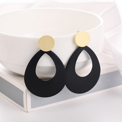 WYBU Summer Style Golden Drop Earrings For Women Geomatric Black